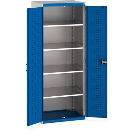 Cubio Storage Cabinet, 2 Perfo Doors, Blue, 2000 x 800 x 650mm