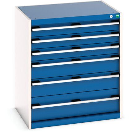 Cubio Drawer Cabinet, 6 Drawers, Blue/Light Grey, 900 x 800 x 650mm