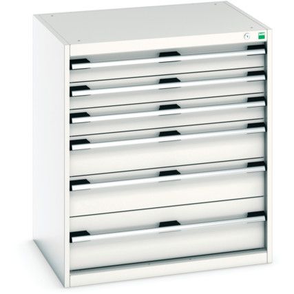 Cubio Drawer Cabinet, 6 Drawers, Light Grey, 900 x 800 x 650mm