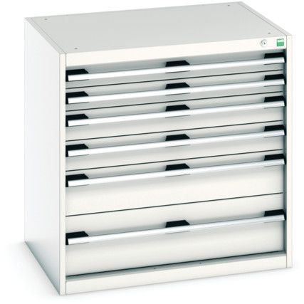 Cubio Drawer Cabinet, 6 Drawers, Light Grey, 800 x 800 x 650mm