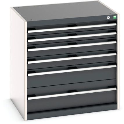 Cubio Drawer Cabinet, 6 Drawers, Anthracite Grey/Light Grey, 800 x 800 x 650mm