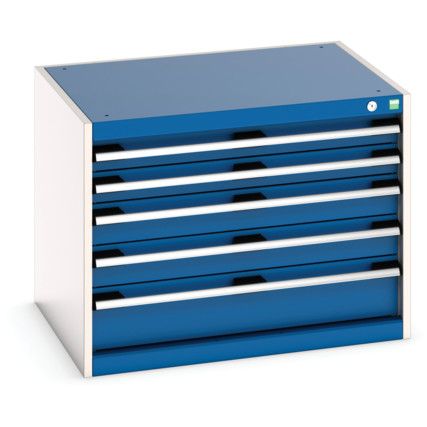 Cubio Drawer Cabinet, 5 Drawers, Blue/Light Grey, 600 x 800 x 650mm