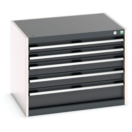 Cubio Drawer Cabinet, 5 Drawers, Anthracite Grey/Light Grey, 600 x 800 x 650mm