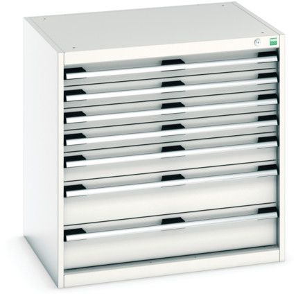 Cubio Drawer Cabinet, 7 Drawers, Light Grey, 800 x 800 x 650mm