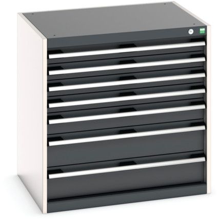 Cubio Drawer Cabinet, 7 Drawers, Anthracite Grey/Light Grey, 800 x 800 x 650mm