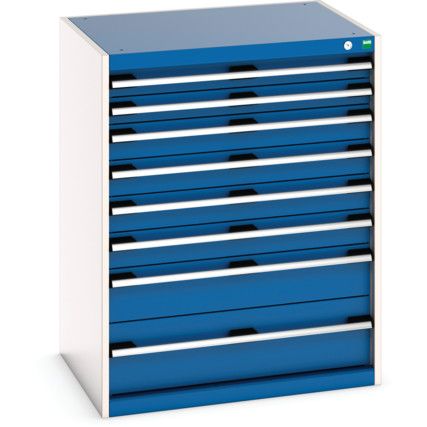 Cubio Drawer Cabinet, 8 Drawers, Blue/Light Grey, 1000 x 800 x 650mm