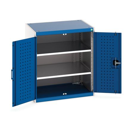 Cubio Storage Cabinet, 2 Perfo Doors, Blue, 900 x 800 x 650mm