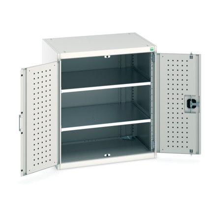 Cubio Storage Cabinet, 2 Perfo Doors, Light Grey, 900 x 800 x 650mm