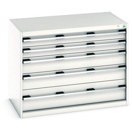 Cubio Drawer Cabinet, 5 Drawers, Light Grey, 800 x 1050 x 650mm