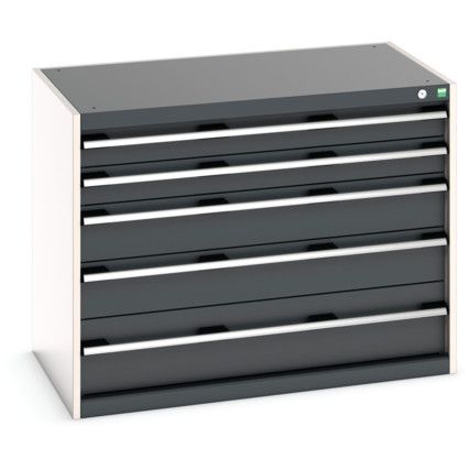 Cubio Drawer Cabinet, 5 Drawers, Anthracite Grey/Light Grey, 800 x 1050 x 650mm