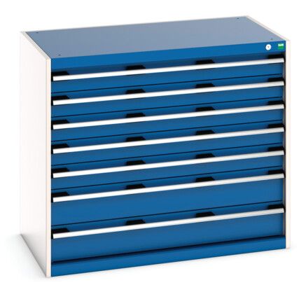 Cubio Drawer Cabinet, 7 Drawers, Blue/Light Grey, 900 x 1050 x 650mm