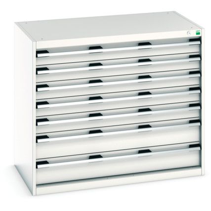 Cubio Drawer Cabinet, 7 Drawers, Light Grey, 900 x 1050 x 650mm