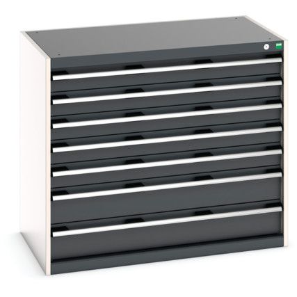 Cubio Drawer Cabinet, 7 Drawers, Anthracite Grey/Light Grey, 900 x 1050 x 650mm