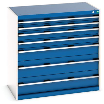 Cubio Drawer Cabinet, 7 Drawers, Blue/Light Grey, 1000 x 1050 x 650mm