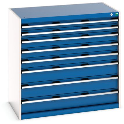 Cubio Drawer Cabinet, 8 Drawers, Blue/Light Grey, 1000 x 1050 x 650mm