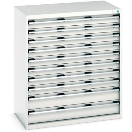 Cubio Drawer Cabinet, 10 Drawers, Light Grey, 1200 x 1050 x 650mm