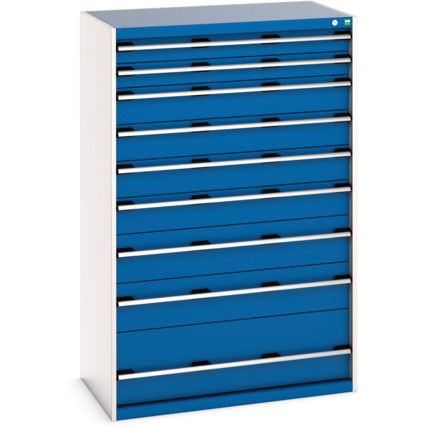 Cubio Drawer Cabinet, 9 Drawers, Blue/Light Grey, 1600 x 1050 x 650mm