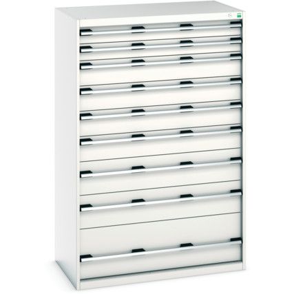 Cubio Drawer Cabinet, 9 Drawers, Light Grey, 1600 x 1050 x 650mm