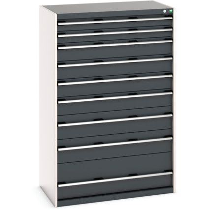 Cubio Drawer Cabinet, 9 Drawers, Anthracite Grey/Light Grey, 1600 x 1050 x 650mm