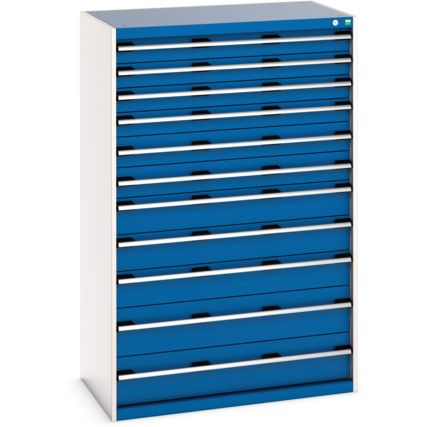 Cubio Drawer Cabinet, 11 Drawers, Blue/Light Grey, 1600 x 1050 x 650mm