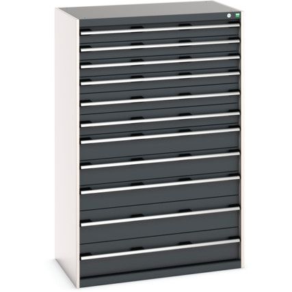 Cubio Drawer Cabinet, 11 Drawers, Anthracite Grey/Light Grey, 1600 x 1050 x 650mm