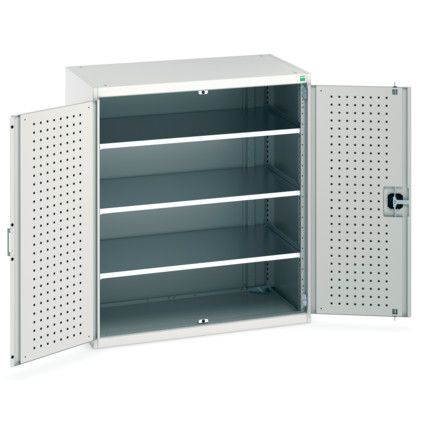 Cubio Storage Cabinet, 2 Perfo Doors, Light Grey, 1200 x 1050 x 650mm