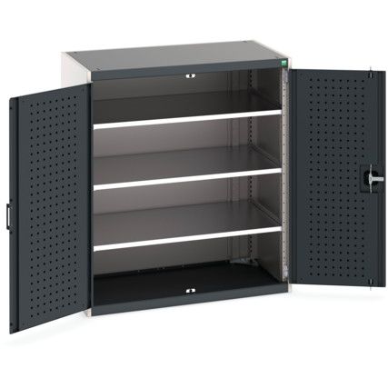 Cubio Storage Cabinet, 2 Perfo Doors, Anthracite Grey, 1200 x 1050 x 650mm