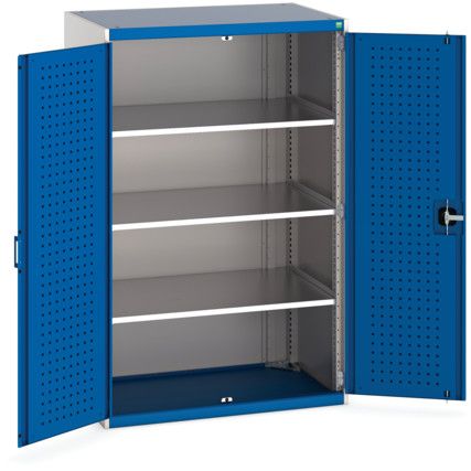 Cubio Storage Cabinet, 2 Perfo Doors, Blue, 1600 x 1050 x 650mm