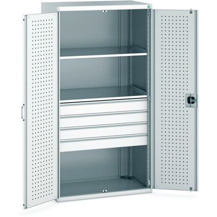 Cubio Storage Cabinet, 2 Doors, Light Grey, 2000 x 1050 x 650mm