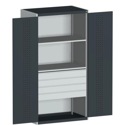 Cubio Storage Cabinet, 2 Doors, Anthracite Grey, 2000 x 1050 x 650mm