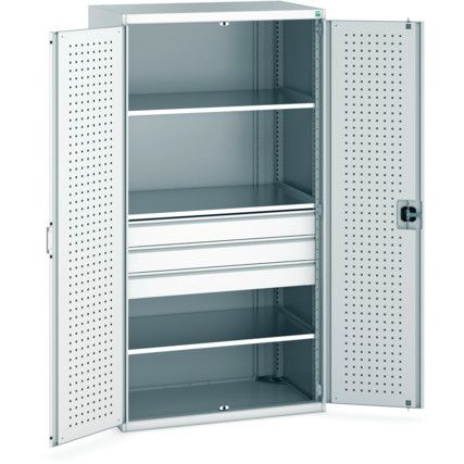 Cubio Storage Cabinet, 2 Doors, Light Grey, 2000 x 1050 x 650mm