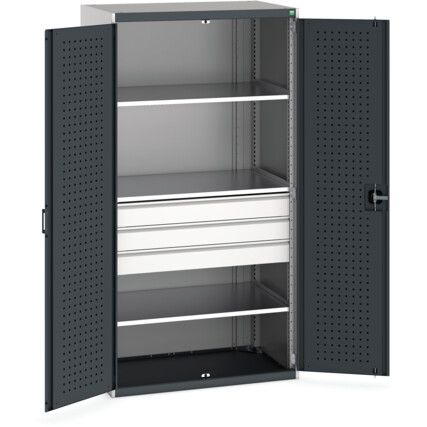 Cubio Storage Cabinet, 2 Doors, Anthracite Grey, 2000 x 1050 x 650mm