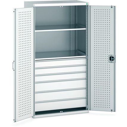 Cubio Storage Cabinet, 2 Doors, Light Grey, 2000 x 1050 x 650mm