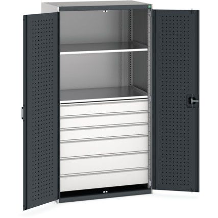 Cubio Storage Cabinet, 2 Doors, Anthracite Grey, 2000 x 1050 x 650mm