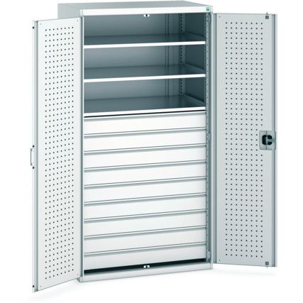 Cubio Storage Cabinet, 2 Doors, Light Grey, 2000 x 1050 x 650mm