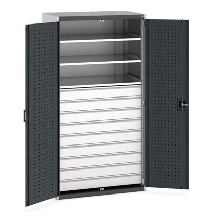 Cubio Storage Cabinet, 2 Doors, Anthracite Grey, 2000 x 1050 x 650mm