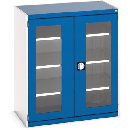 Cubio Storage Cabinet, 2 Clearview Doors, Blue, 1200 x 1050 x 650mm