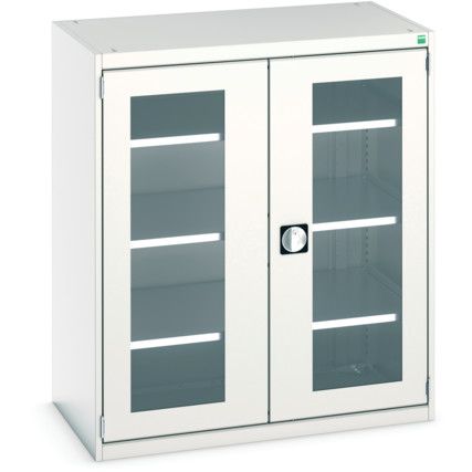 Cubio Storage Cabinet, 2 Clearview Doors, Light Grey, 1200 x 1050 x 650mm