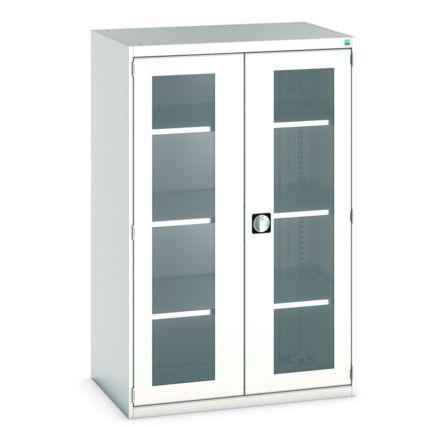 Cubio Storage Cabinet, 2 Clearview Doors, Light Grey, 1600 x 1050 x 650mm