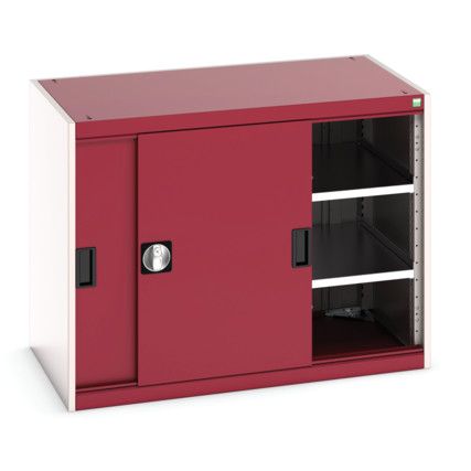 Cubio Storage Cabinet, Single Sliding Door, Red, 800 x 1050 x 650mm