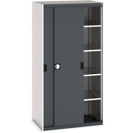 Cubio Storage Cabinet, Single Sliding Door, Anthracite Grey, 2000 x 1050 x 650mm