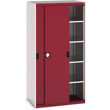 Cubio Storage Cabinet, Single Sliding Door, Red, 2000 x 1050 x 650mm