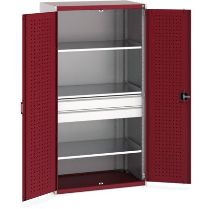 Cubio Storage Cabinet, 2 Doors, Red, 2000 x 1050 x 650mm