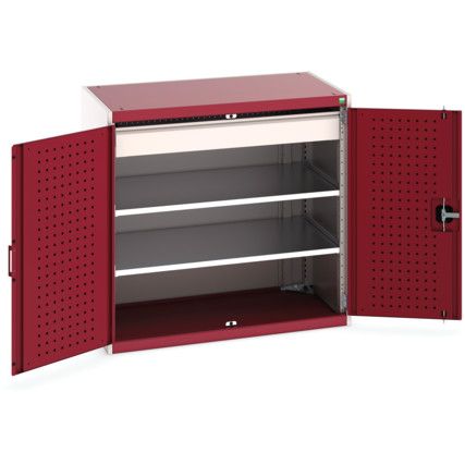 Cubio Storage Cabinet, 2 Doors, Red, 1000 x 1050 x 650mm