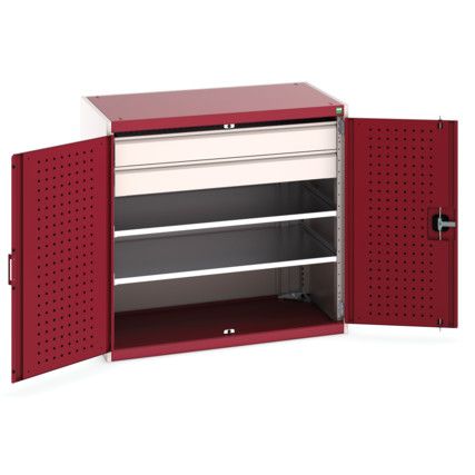 Cubio Storage Cabinet, 2 Doors, Red, 1000 x 1050 x 650mm