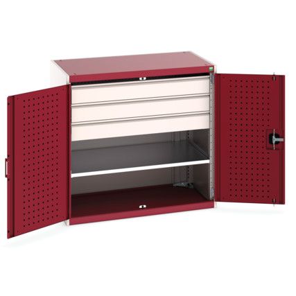 Cubio Storage Cabinet, 2 Doors, Red, 1000 x 1050 x 650mm