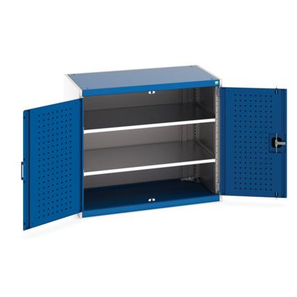 Cubio Storage Cabinet, 2 Perfo Doors, Blue, 800 x 1050 x 650mm