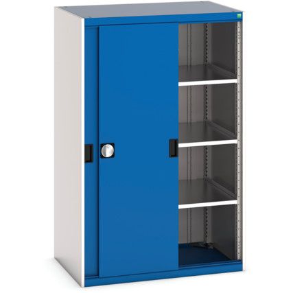 Cubio Storage Cabinet, 2 Sliding Doors, Blue, 1600 x 1050 x 650mm