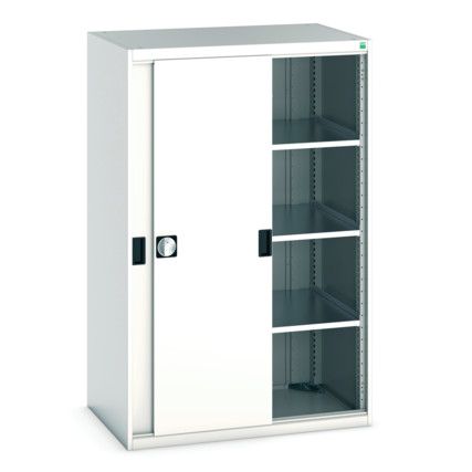 Cubio Storage Cabinet, 2 Sliding Doors, Light Grey, 1600 x 1050 x 650mm