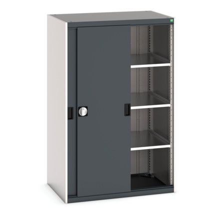 Cubio Storage Cabinet, 2 Sliding Doors, Anthracite Grey, 1600 x 1050 x 650mm